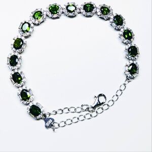 Diopside bracelet with extender S925.